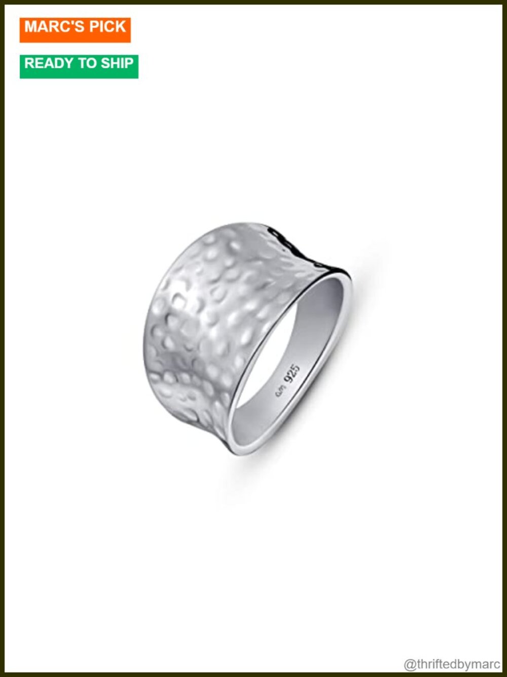 Sterling Silver Hammered Statement Ring Size 5.75 Minimalist